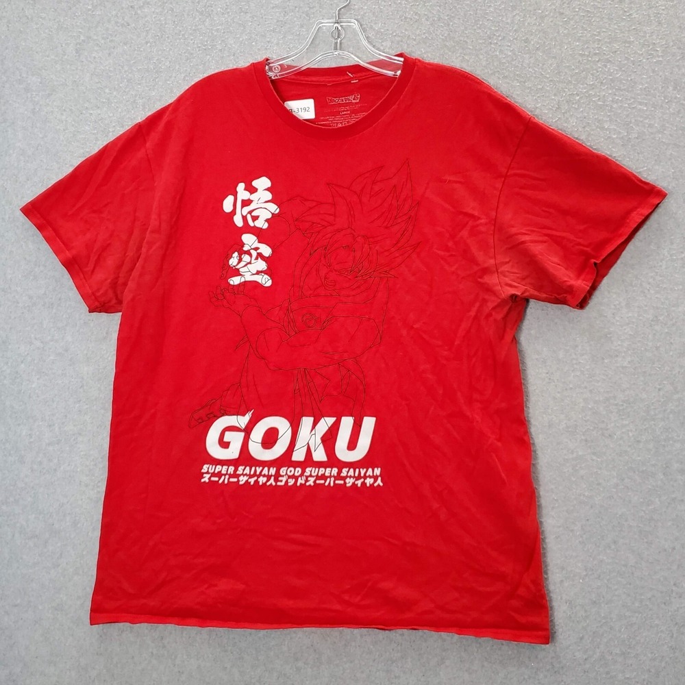 Dragon Ball Super Men Shirt Large Red Goku Super Saiyan God Graphic Anime Tee